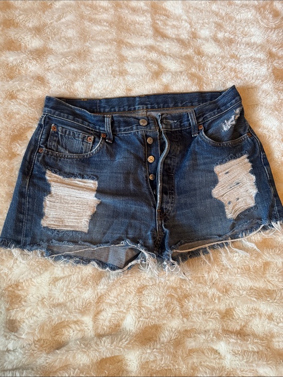 Levi's Pants - Levi's Dark Blue Distressed Denim Cutoff Shorts